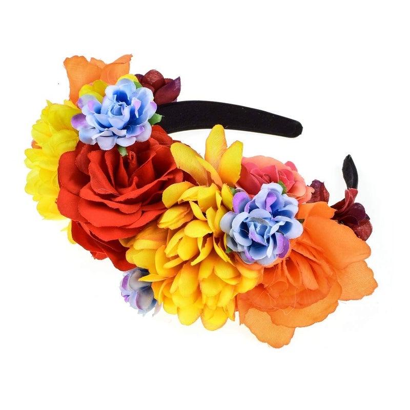 Vividsun Day of The Dead Headband Costume Rose Mexican Flower Headband (D/flower) - Image 1